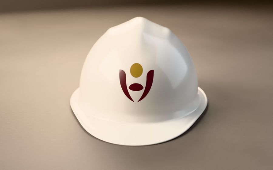 Casco de seguridad blanco con el símbolo de Prudentia Safe
